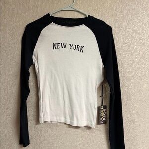 Faded Rose Black and White Long Sleeve Women's Tee